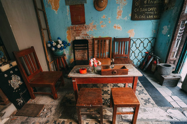 màu sắc quán cafe vintage